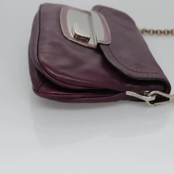 PRADA Chain Shoulder Bag Leather Purple Auth - Picture 3 of 16